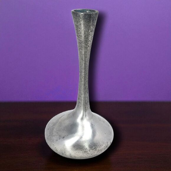 Vintage Pewter Bud Vase 11" Tall Modern Genie Form Heavy Sculptural Décor - Picture 2 of 9